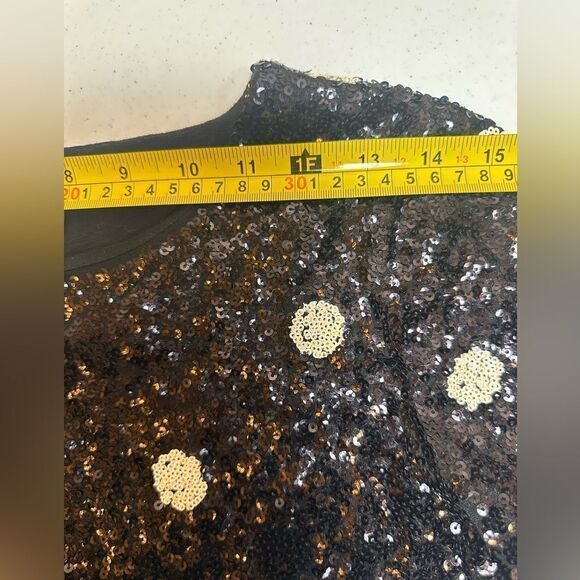 J. Crew XXS 100% Cotton Sequin Polka Dot Short Sleeve Top Party Blouse NWT Black - Picture 13 of 15